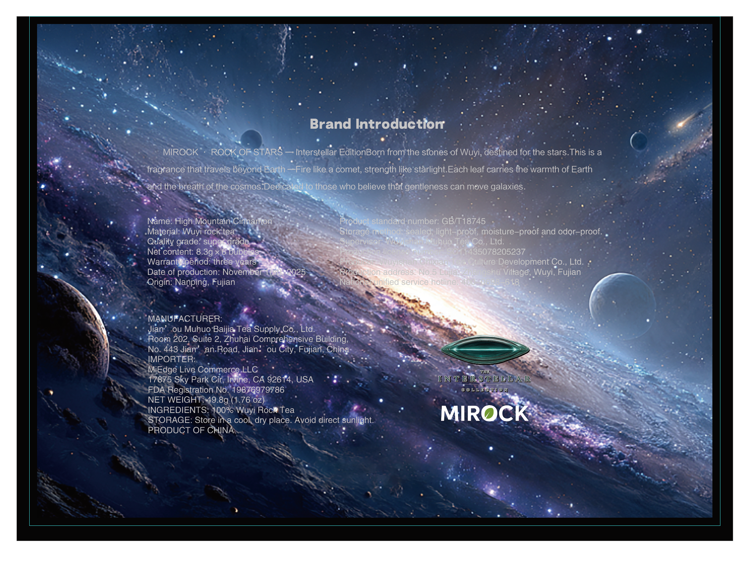 6-cup-MIROCK ROCK OF STARS —  High-Mountain Rou Gui x6 pcs